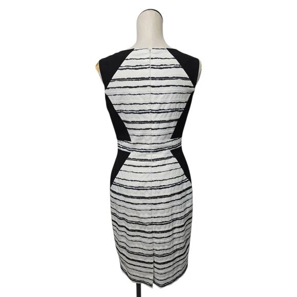 Antonio Melani Womens Sheath Dress Size 6 Black White Pencil Sleeveless Career - Picture 2 of 10